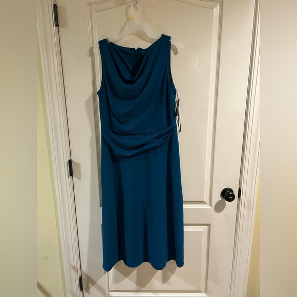 DKNY women’s sleeveless Cowlneck gathered midi dress- NWT - Picture 2 of 8